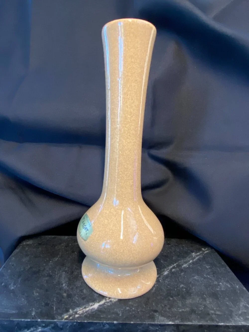 Vintage 1970s Haeger Pottery Mottled Gold Bud Vase #304 - Mint w/ Sticker
